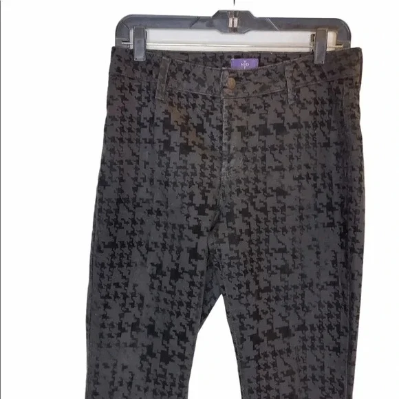 NYDJ Black Houndstooth Velvet Twill Pants - Picture 4 of 12